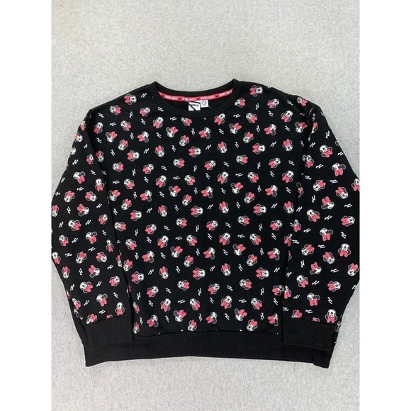 Disney Minnie Mouse Logo Crew Sweatshirt (Women's XXL) Black - Picture 1 of 12